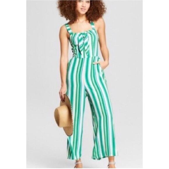 A New Day Women's Striped Sweetheart Neckline Jumpsuit Wide Leg Small - Picture 1 of 10